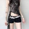 Vintage Black Hooded Original Design Cotton Tank Sleeveless
