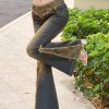 Vintage Low Waist Patchwork Lace Denim Flared Trousers Spring