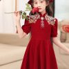 Vintage Mulberry Embroideried Patchwor Girls Long Dresses Summer