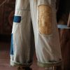 Vintage Photo Color Pockets Patchwork Thick Denim Men Crop Pants Spring