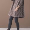 Vintage chocolate striped knitwear oversize high neck asymmetric clothes