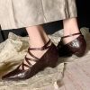 Wedge Heel Shoes Cross Strap Buckle Fashion Chocolate Hollow Out