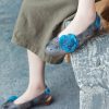 Women Blue Cowhide Splicing Buckle Strap Sandals