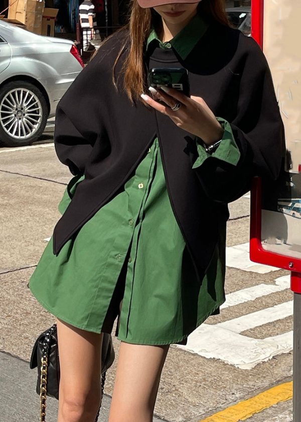 Women Button Coats And Shirts Two Piece Set Spring - Image 3