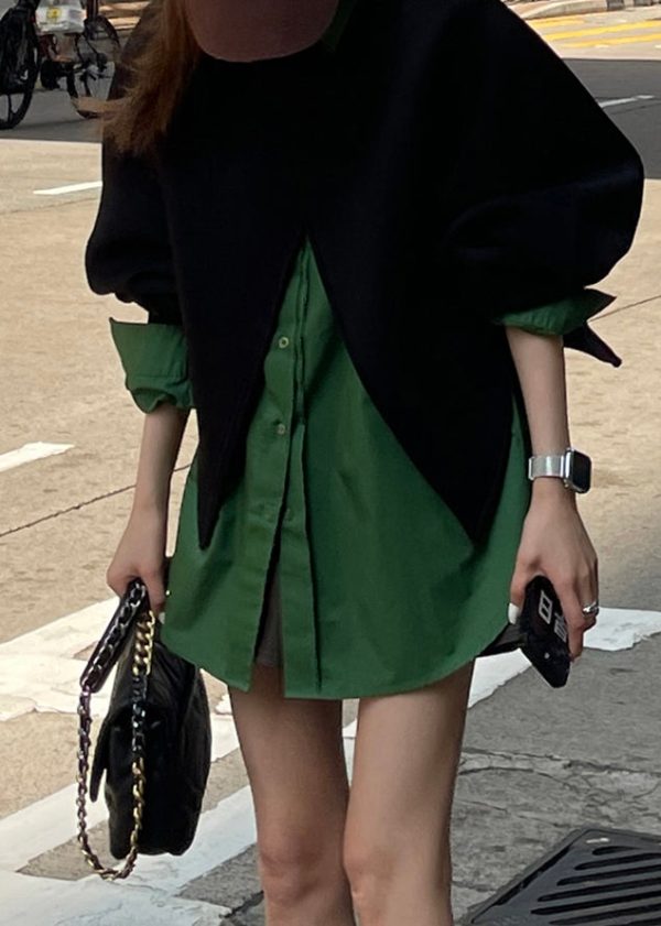 Women Button Coats And Shirts Two Piece Set Spring - Image 4