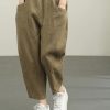 Women Chocolate Elastic Waist Linen Summer Pants