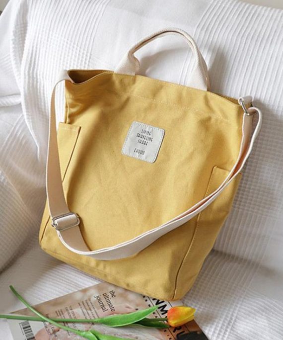 Women Design Casual Patchwork Large yellow Canvas Shoulder Bag