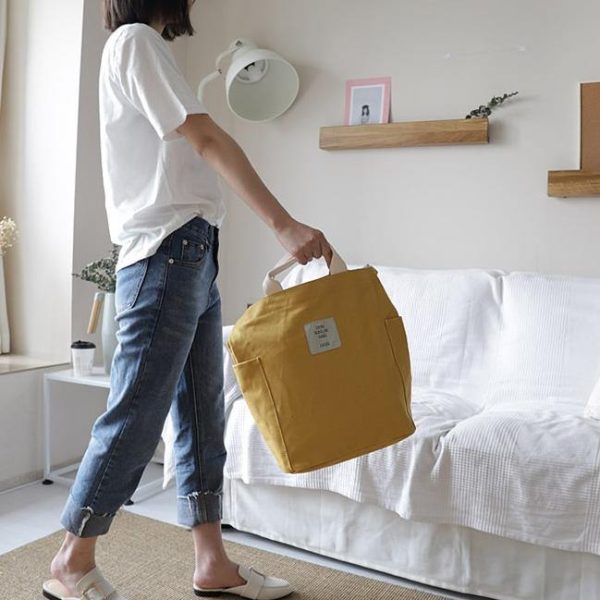 Women Design Casual Patchwork Large yellow Canvas Shoulder Bag - Image 3