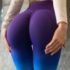 Women Gradient Blue Butt Scrunch Capri Athletic Leggings