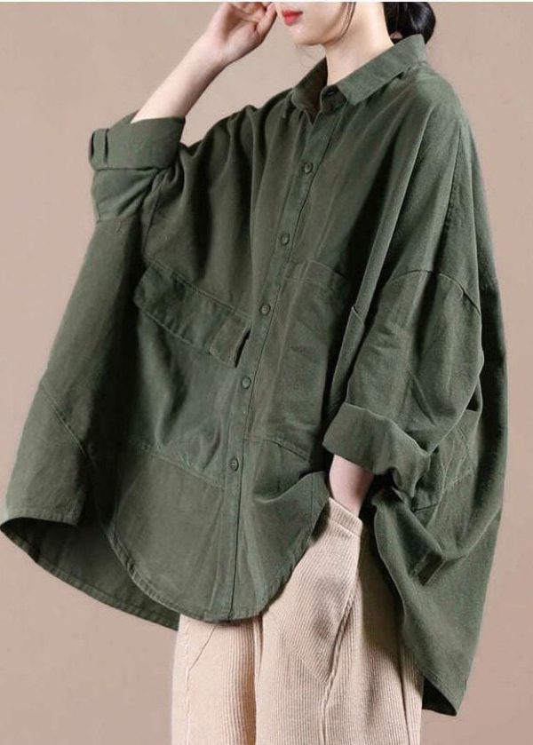 Women Batwing Sleeve Green Coat Fashion Spring Outfit - Image 2