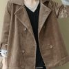 Women Notched Fine Spring Coats Blouses Khaki Loose Outwear