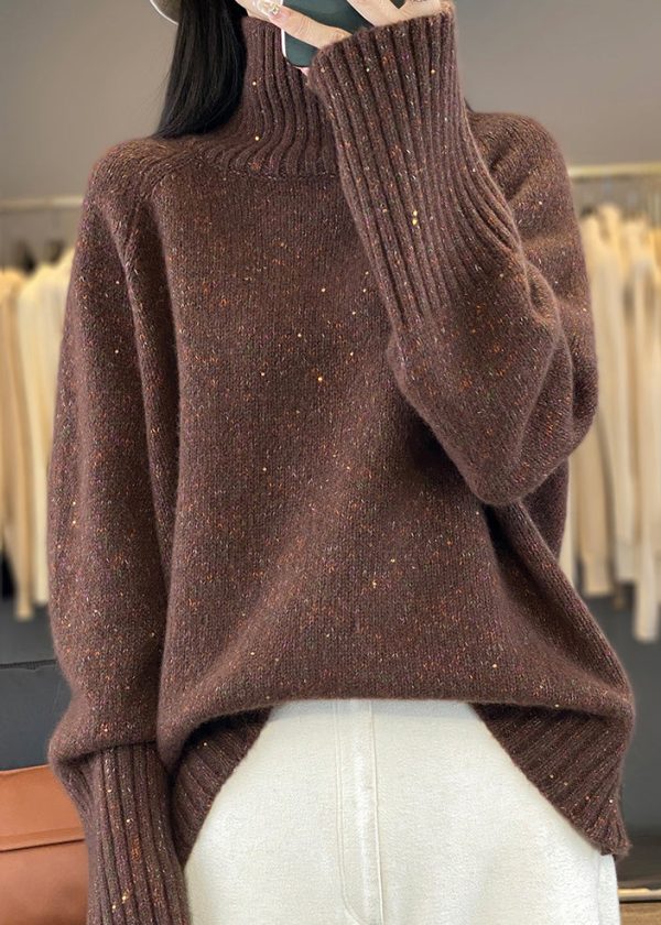 Women Red Turtleneck Cozy Thick Cashmere Knit Sweaters Spring - Image 3