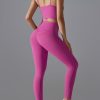 Women Rose High Waist Butt Scrunch Sports Bra And Leggings Set Suit