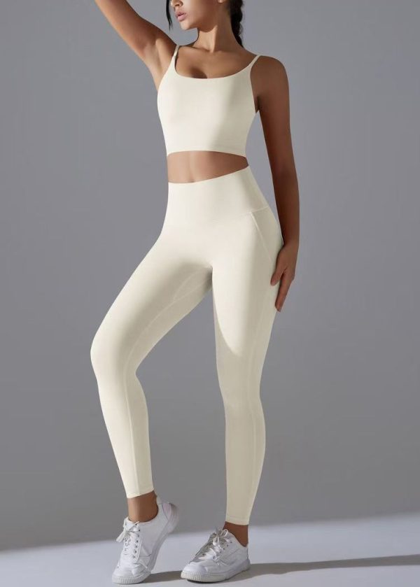 Women Rose High Waist Butt Scrunch Sports Bra And Leggings Set Suit - Image 2
