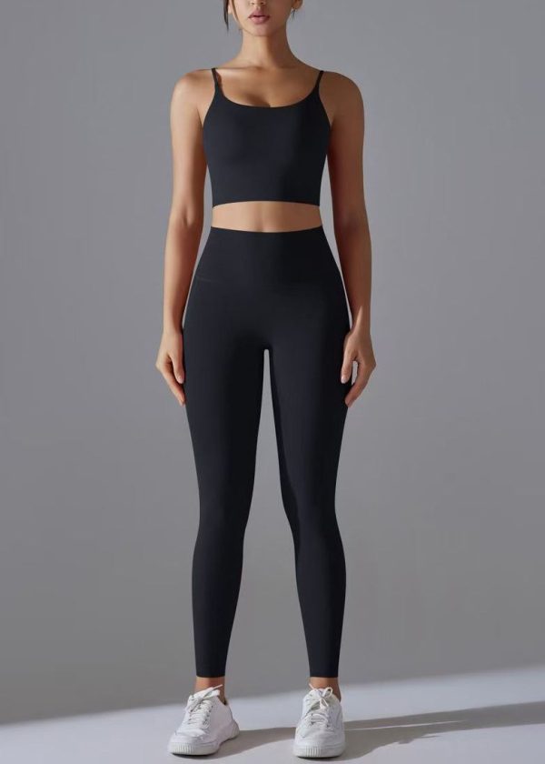 Women Rose High Waist Butt Scrunch Sports Bra And Leggings Set Suit - Image 3