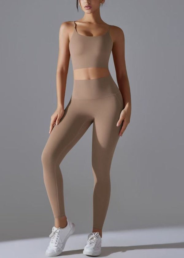 Women Rose High Waist Butt Scrunch Sports Bra And Leggings Set Suit - Image 4