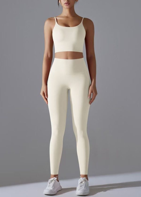 Women Rose High Waist Butt Scrunch Sports Bra And Leggings Set Suit - Image 5