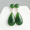Women Spinach Green Jade Zircon Water Drop Drop Earrings