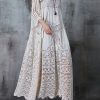 Women White Oversized Hollow Out Lace Long Dress Summer