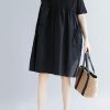 Women black Cotton blended o neck pockets loose summer Dresses