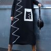 Women black Sweater dresses DIY patchwork color Ugly fall knitwear