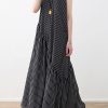Women black striped chiffon clothes Boho Outfits Spaghetti Strap asymmetric Robe rSummer Romper