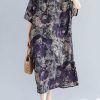 Women o neck pockets linen cotton summer Wardrobes Sleeve floral Dress