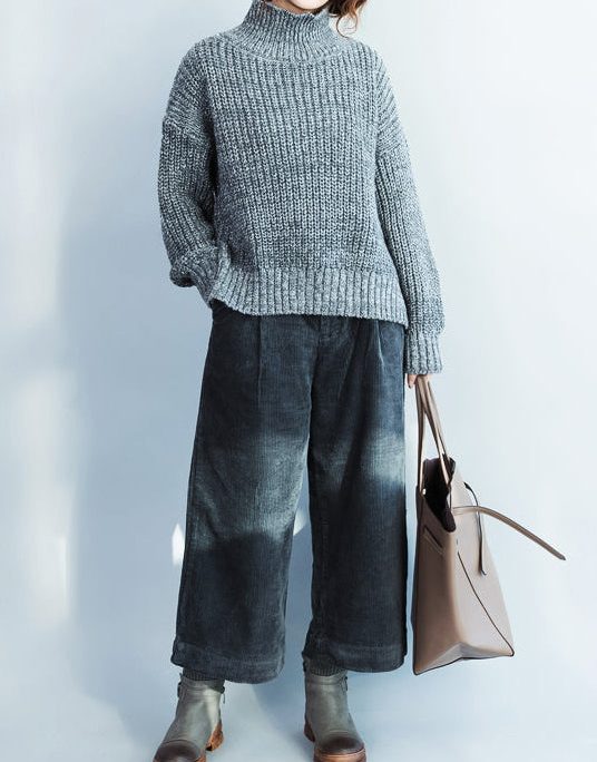 autumn dark blue casual corduroy pants vintage harem pants