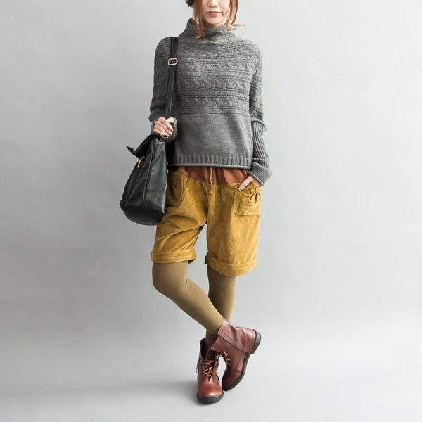autumn thick gray woolen cable knit sweaters chunky oversize casual warm knit tops
