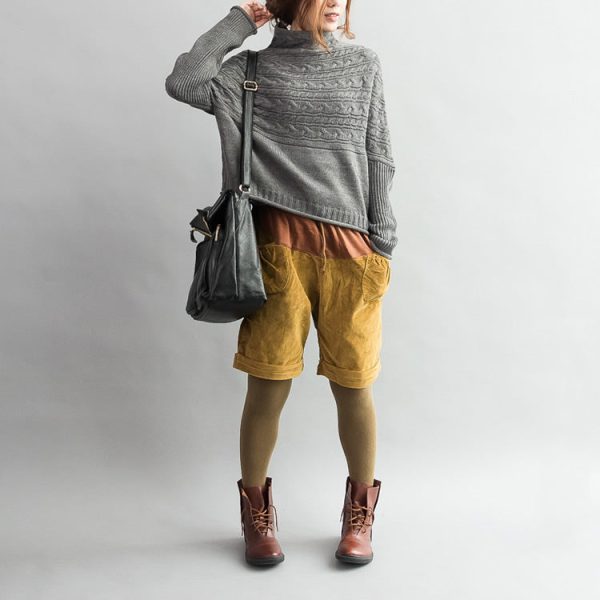 autumn thick gray woolen cable knit sweaters chunky oversize casual warm knit tops - Image 2