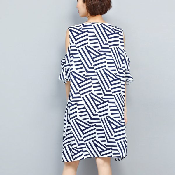 baggy striped women dress trendy plus size traveling clothing 2018 o neck patchwork dress - Image 4