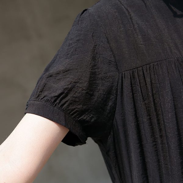 black long cotton dress plus size patchwork caftans 2018 short sleeve cotton caftans - Image 5