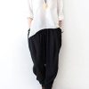 Black Oversized Linen Carrot Pants Plus Size Cotton Pants Loose Harem Pants