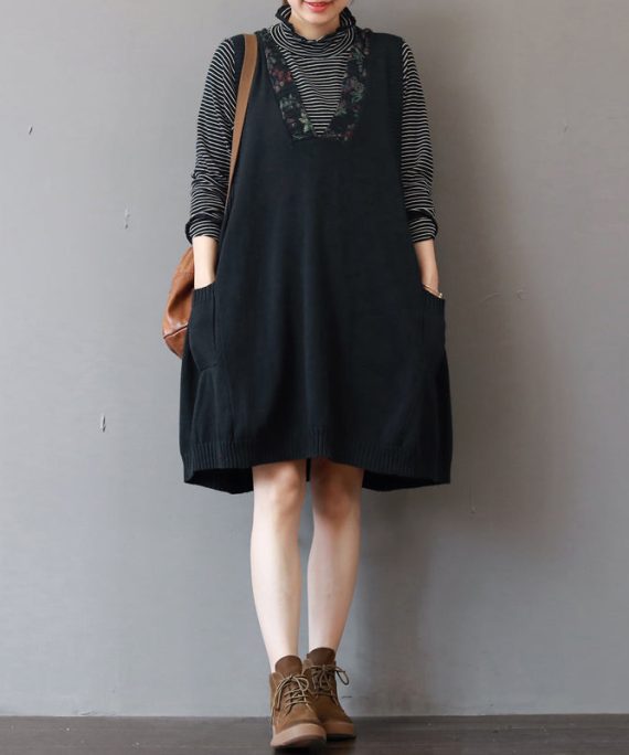 boutique black pure cotton dresses plus size holiday dresses hooded casual sleeveless cotton clothing dresses