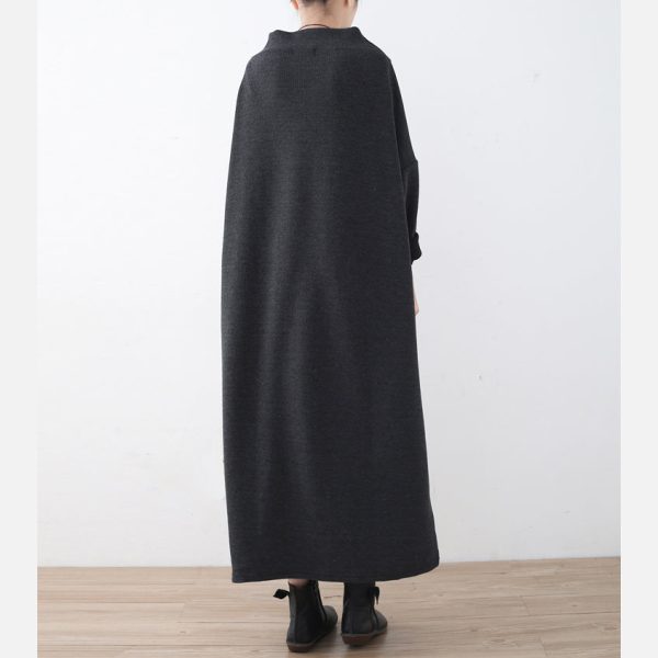 boutique dark gray linen dresses trendy plus size lack patchwork traveling dress casual asymmetrical maxi dresses - Image 4