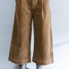 brown stylish warm cotton corduroy wide leg pants vintage casual trousers