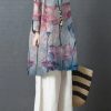 Women green linen outfit Casual Fabrics Chinese Button short side open Dress