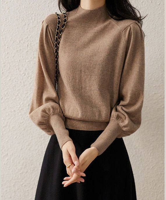 diy Khaki Patchwork fashion Knit Sweaters Winter