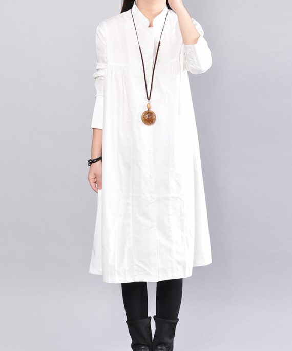 fashion white linen shift dress casual holiday dresses Fine Cinched solid color linen cotton dress