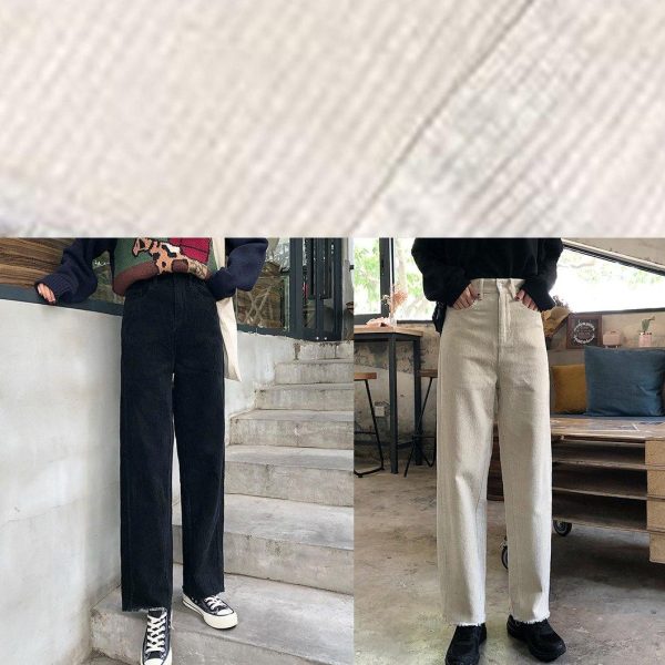 new fall women casual wide leg pants wild corduroy trousers - Image 5