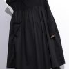 stylish black cotton shift dress plus size cotton clothing dress Elegant high waist patchwork cotton dress