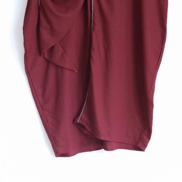 stylish red linen dress oversize asymmetrical hem traveling clothing New asymmetrical zippered kaftans - Image 5