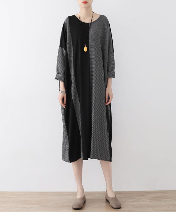 the lost 2025 strip cotton caftans fashion cotton dresses long oversized casual outfits