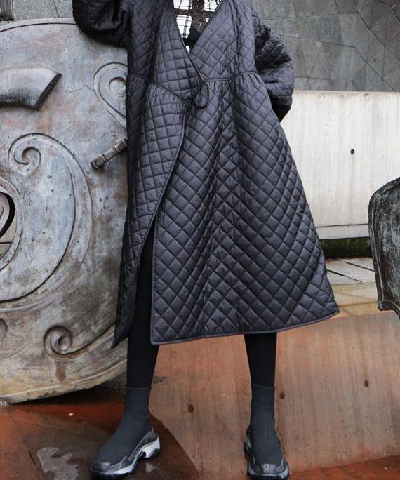 thick oversize warm winter coats black lantern sleeve women parkas