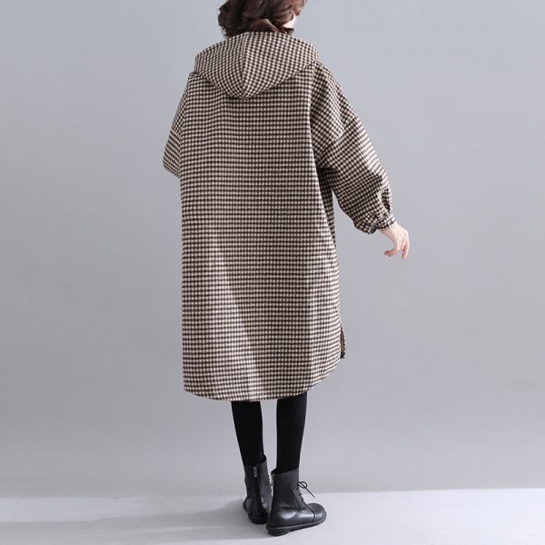 thick plaid womens parkas trendy plus size hooded warm winter coat Luxury long sleeve winter coats - Image 4