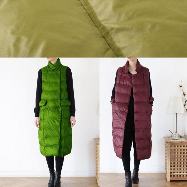 thick yellow green casual outfit casual down jacket stand collar sleeveless winter outwear - Image 5