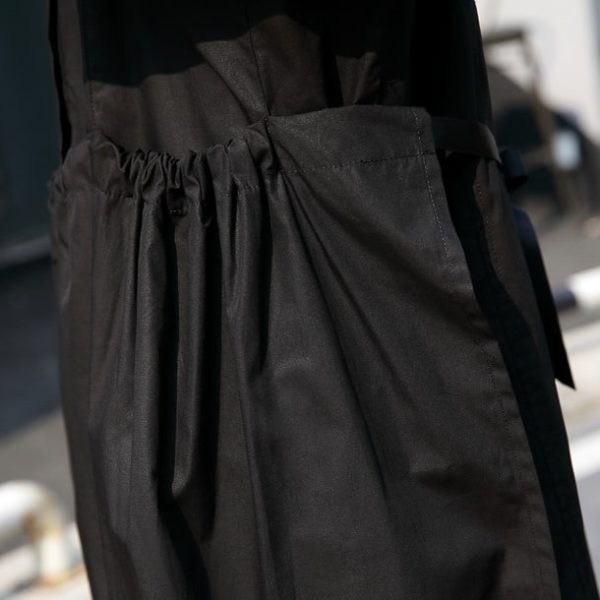 fine black long cotton dresses Loose fitting stand collar cotton clothing dress New elastic waist cotton caftans - Image 5