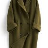 Woolen Coat trendy plus size long double breast women coats Notched
