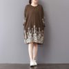 fine khaki cotton shift dresses trendy plus size cotton clothing dresses prints vintage side open cotton dress
